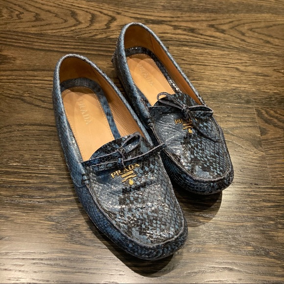 Prada Blue Snake Loafers - Picture 1 of 5